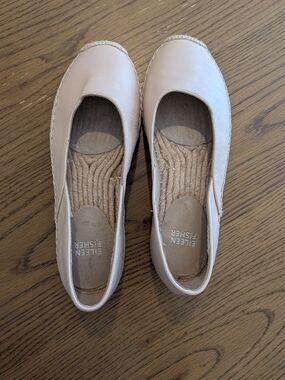 Eileen Fisher Women's Leather Espadrille Flats in Rose, Sz. 7.5
